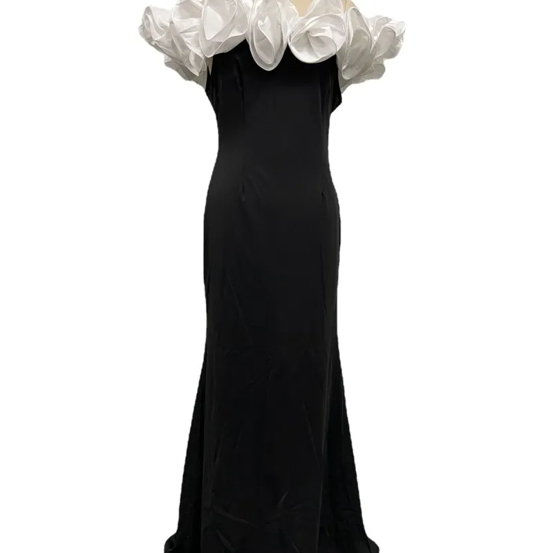 Women Elegant Black White Party Dress