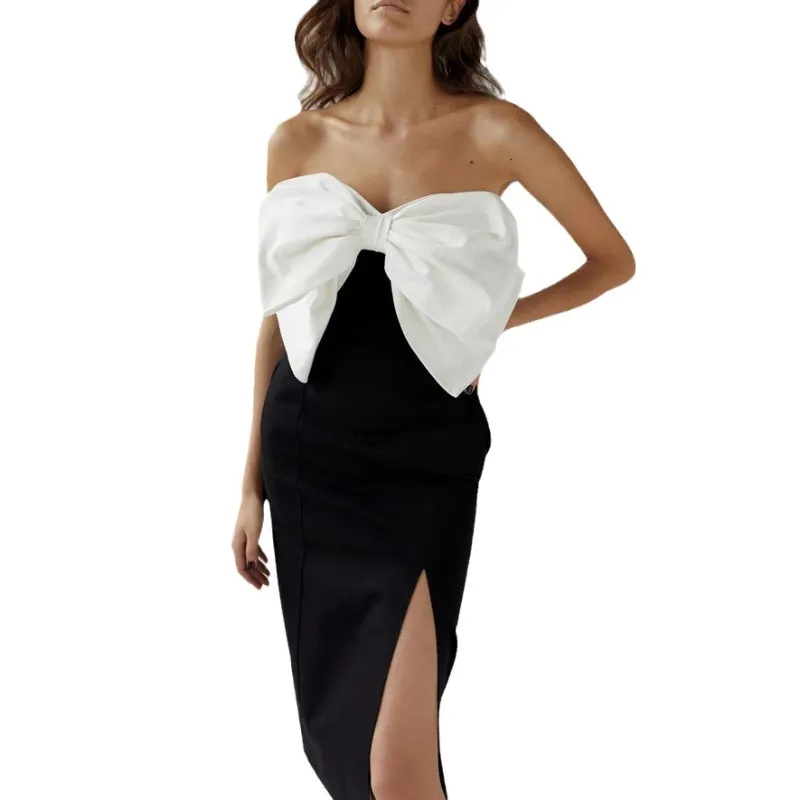 Wholesale Women'S Elegant Bow Strapless Split Party Dress